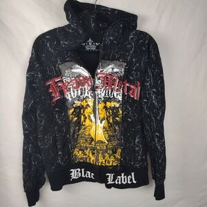 Blac Label 10/12 youth hoodie full zip graphic Heavy Metal splash embroidered